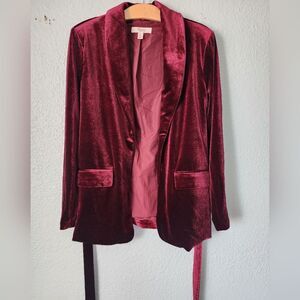 C By One Luxurious Velvet Blazer in Deep Red